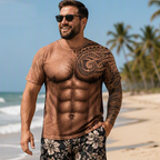 Men's Funny Muscle Print Short Sleeve Top mysite