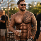 Men's Funny Muscle Print Short Sleeve Top mysite