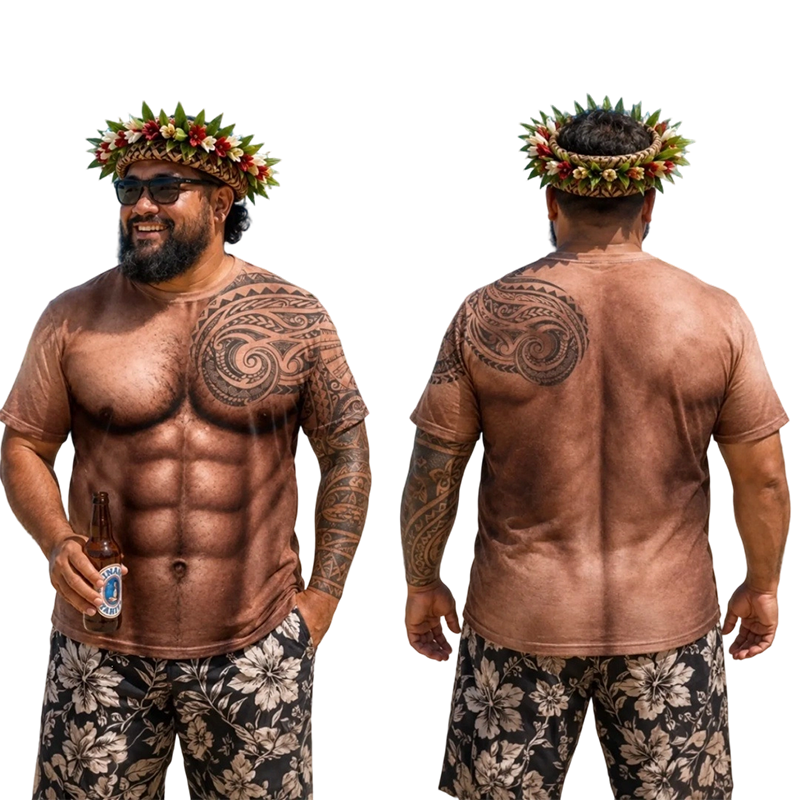 Men's Funny Muscle Print Short Sleeve Top mysite