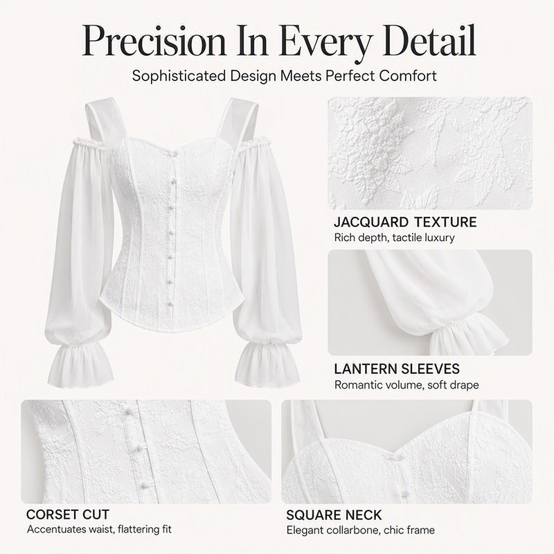Women's Floral Jacquard Off-Shoulder Corset Top mysite