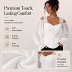 Women's Floral Jacquard Off-Shoulder Corset Top mysite