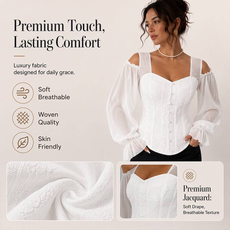 Women's Floral Jacquard Off-Shoulder Corset Top mysite