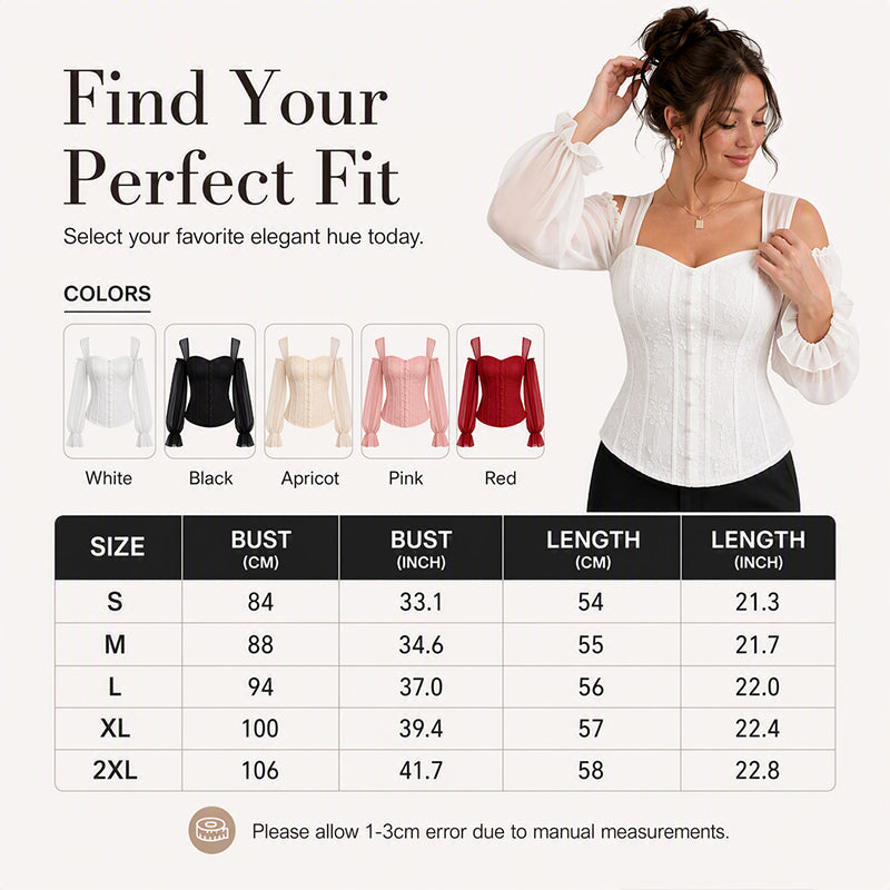 Women's Floral Jacquard Off-Shoulder Corset Top mysite