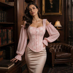 Women's Floral Jacquard Off-Shoulder Corset Top mysite