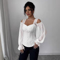 Women's Floral Jacquard Off-Shoulder Corset Top mysite