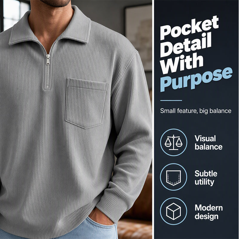 Men's Casual Ribbed Half Zip Sweater mysite