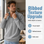 Men's Casual Ribbed Half Zip Sweater mysite