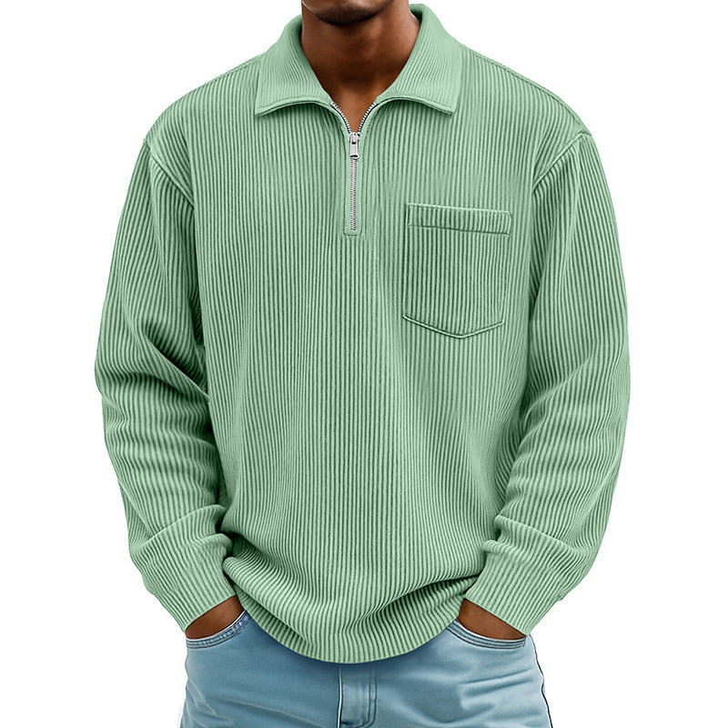 Men's Casual Ribbed Half Zip Sweater mysite