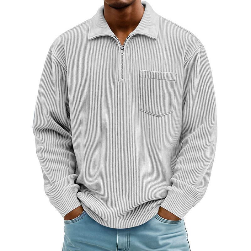 Men's Casual Ribbed Half Zip Sweater mysite
