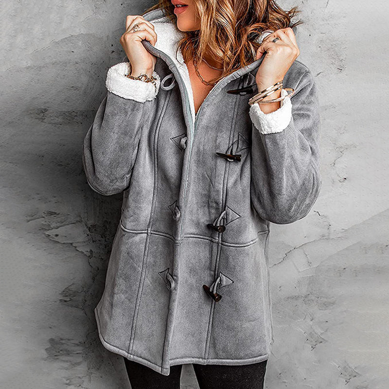 Women's Hooded Suede Coat with Plush Lining mysite