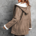 Women's Hooded Suede Coat with Plush Lining mysite