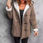Women's Hooded Suede Coat with Plush Lining mysite