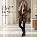 Women’s Stylish Leopard Print Faux Fur Coat mysite