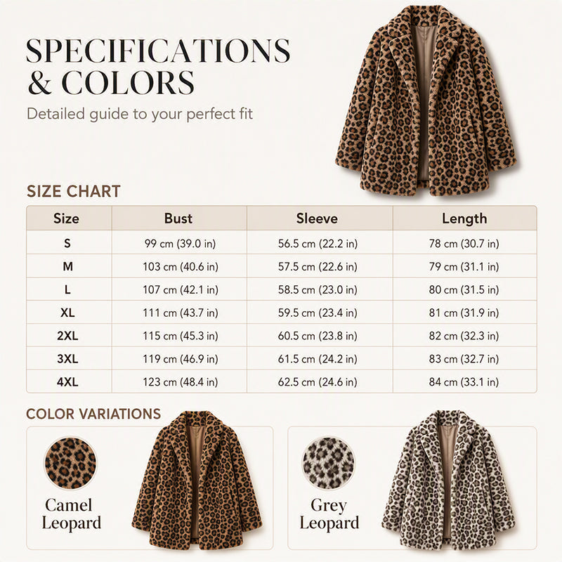 Women’s Stylish Leopard Print Faux Fur Coat mysite