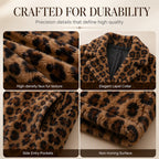 Women’s Stylish Leopard Print Faux Fur Coat mysite