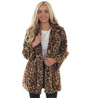 Women’s Stylish Leopard Print Faux Fur Coat mysite