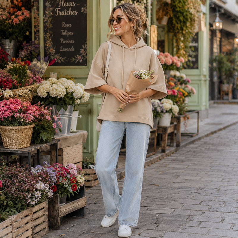 Women's Loose Fit Wide Sleeve Hoodie Casual Sweatshirt mysite