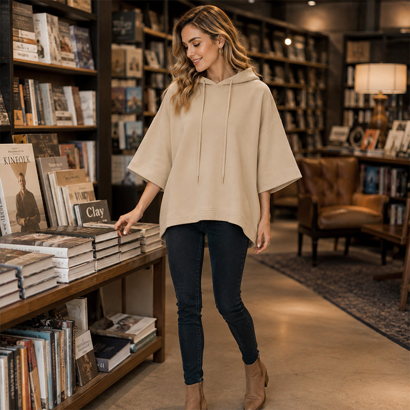 Women's Loose Fit Wide Sleeve Hoodie Casual Sweatshirt mysite