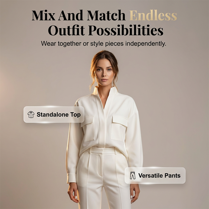 Elegant Long Sleeve Top & Pants Suit Set mysite