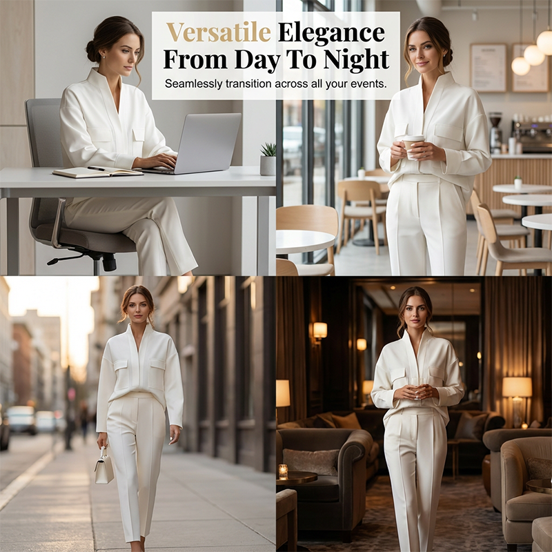 Elegant Long Sleeve Top & Pants Suit Set mysite