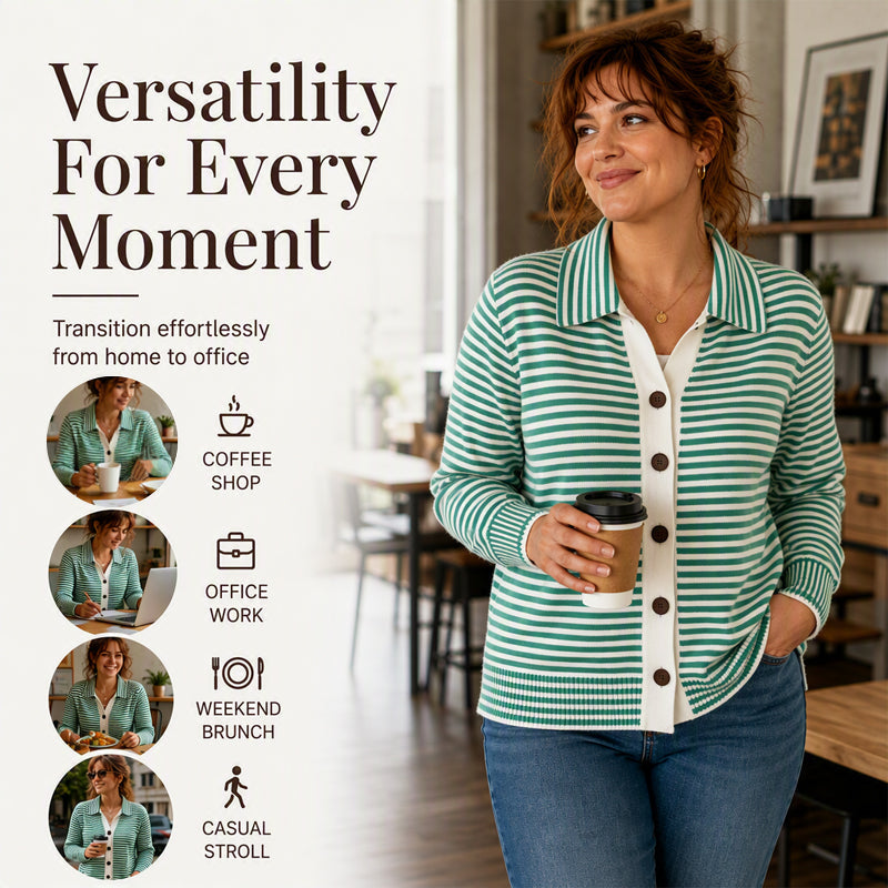 Women's Striped Knit Cardigan mysite