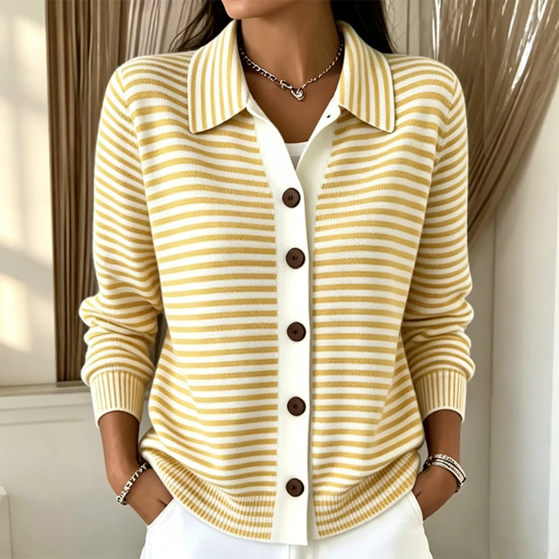 Women's Striped Knit Cardigan mysite
