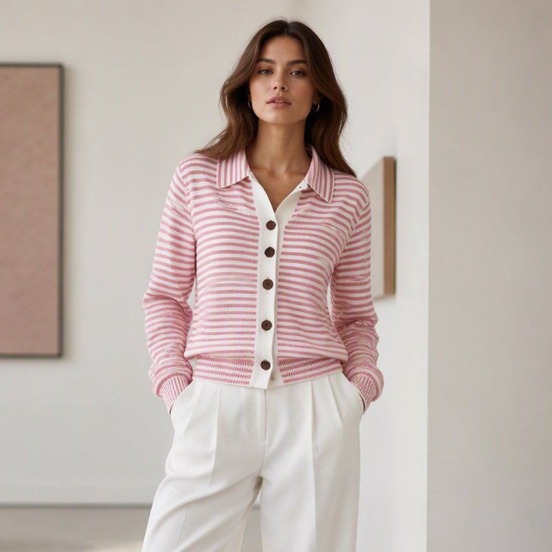Women's Striped Knit Cardigan mysite