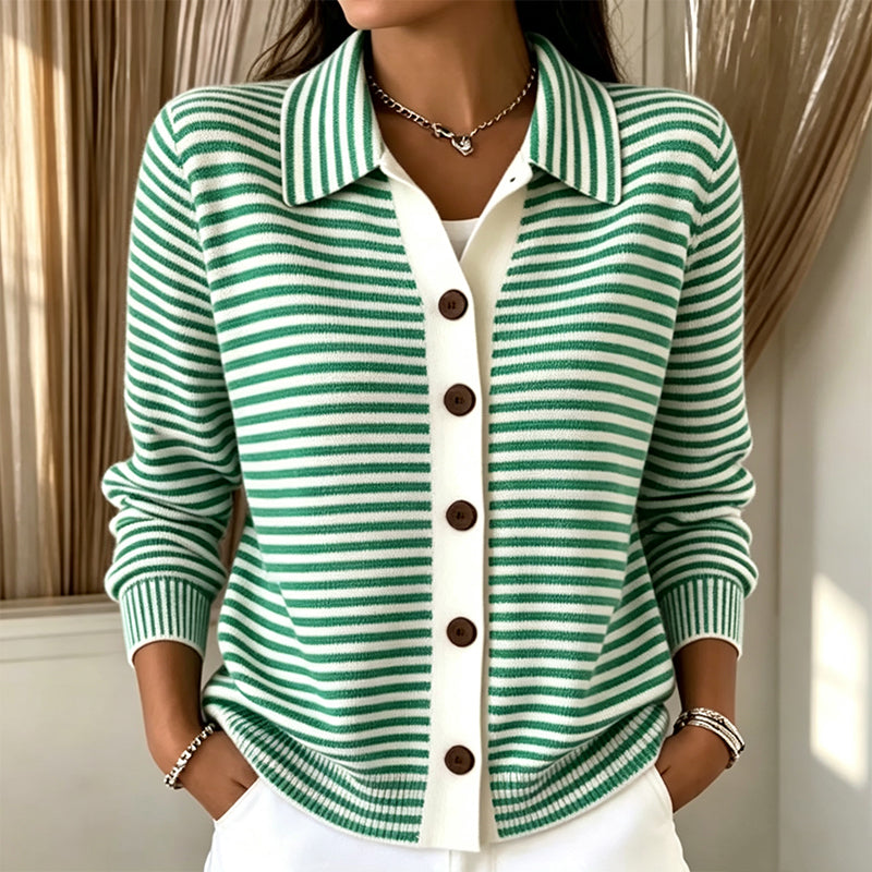 Women's Striped Knit Cardigan mysite