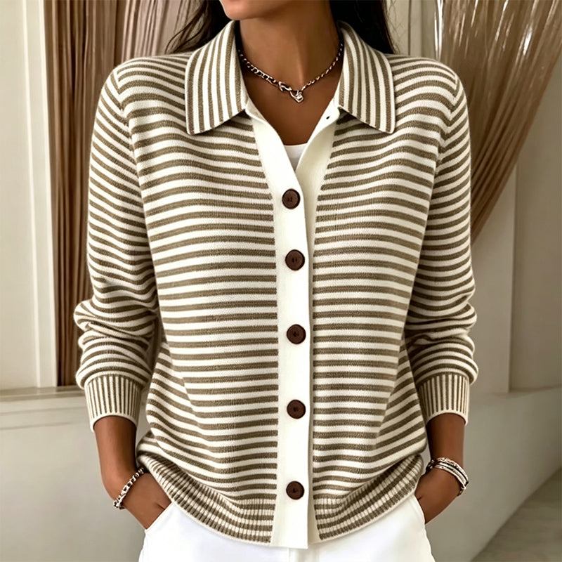Women's Striped Knit Cardigan mysite