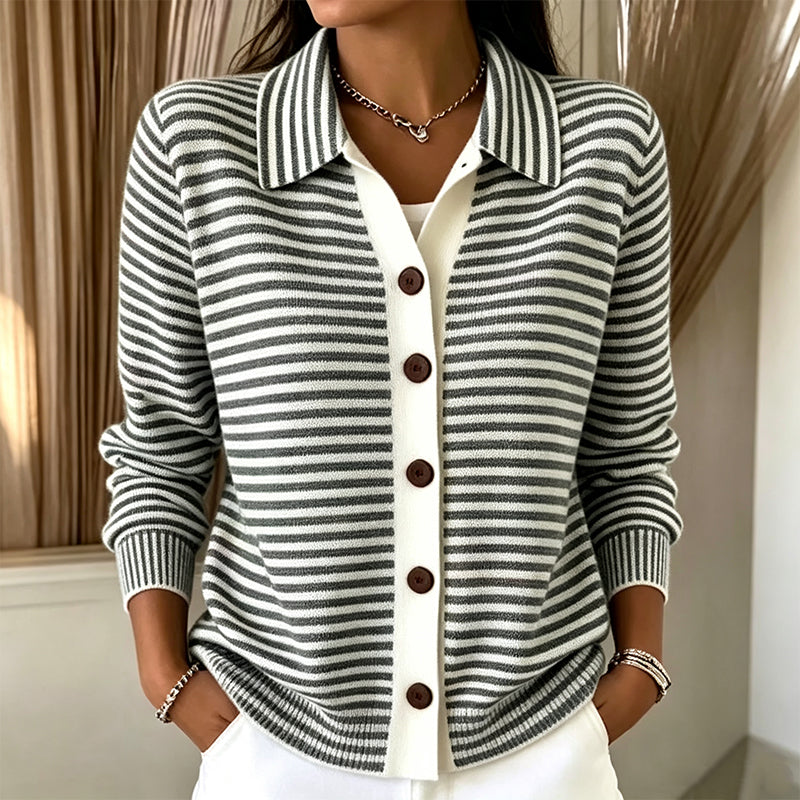 Women's Striped Knit Cardigan mysite