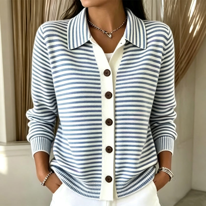 Women's Striped Knit Cardigan mysite