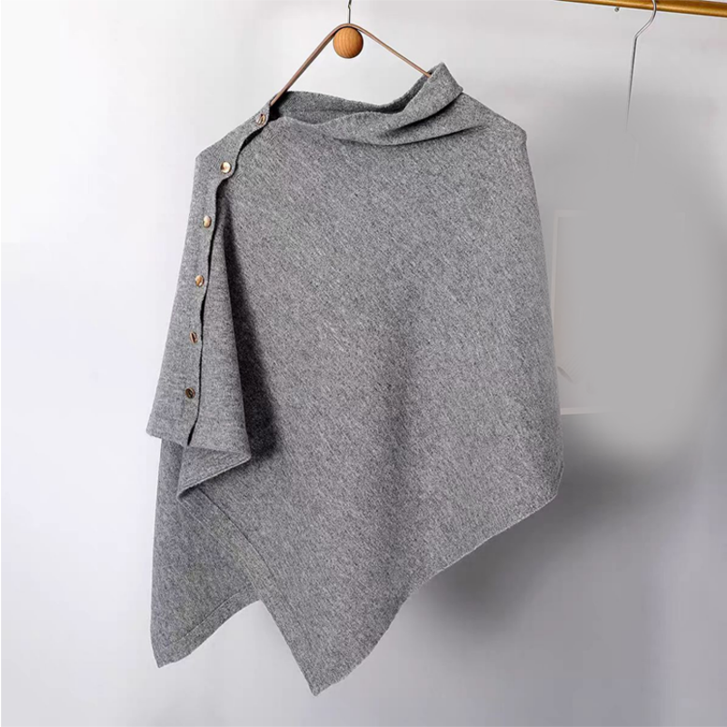 Women's Stylish Side Button Poncho mysite