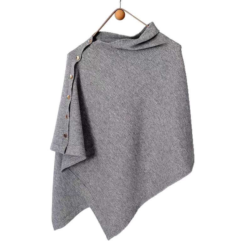 Women's Stylish Side Button Poncho mysite