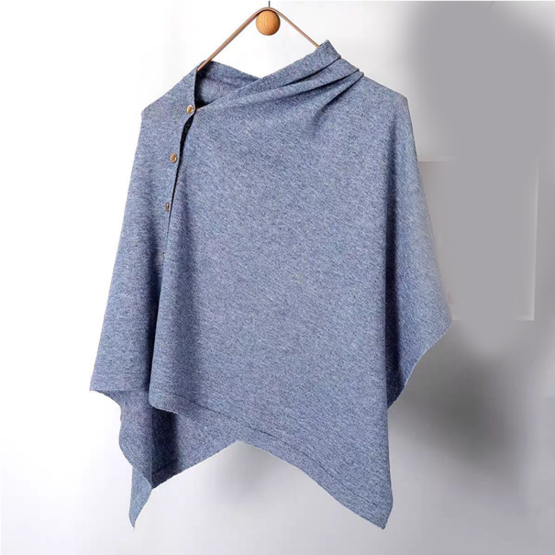Women's Stylish Side Button Poncho mysite