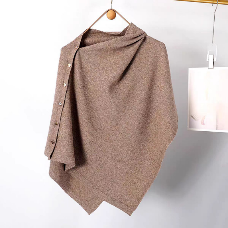 Women's Stylish Side Button Poncho mysite