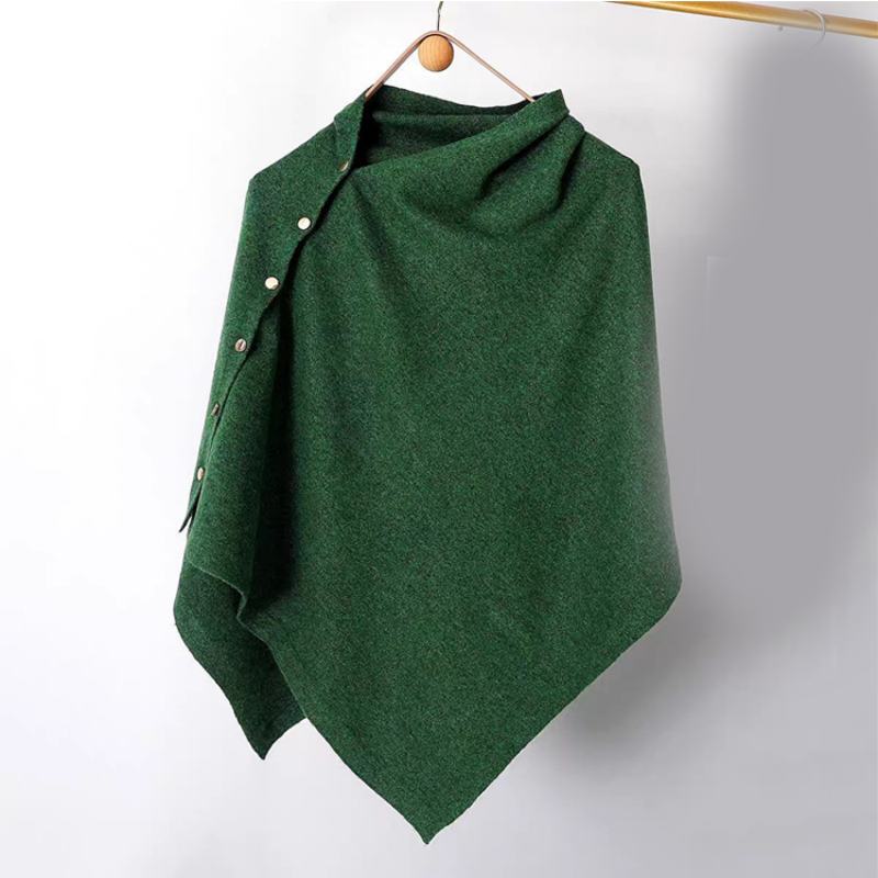 Women's Stylish Side Button Poncho mysite