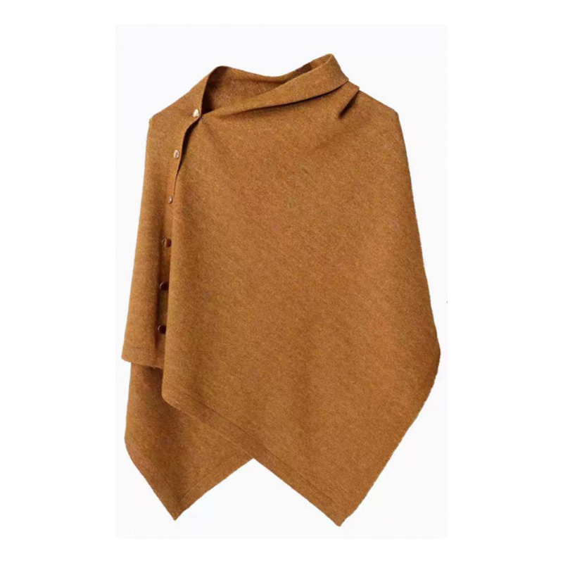 Women's Stylish Side Button Poncho mysite