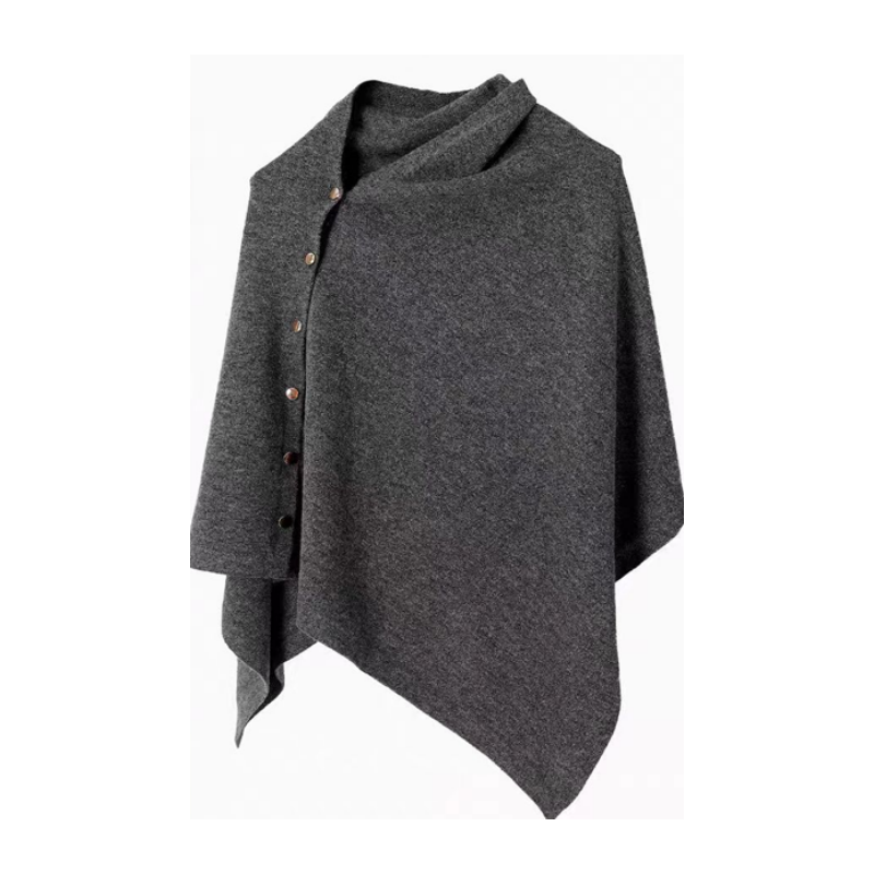 Women's Stylish Side Button Poncho mysite