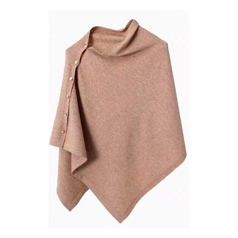 Women's Stylish Side Button Poncho mysite