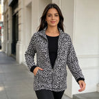 Women'S Leopard Print Zip-Up Jacket mysite