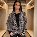 Women'S Leopard Print Zip-Up Jacket mysite