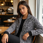 Women'S Leopard Print Zip-Up Jacket mysite