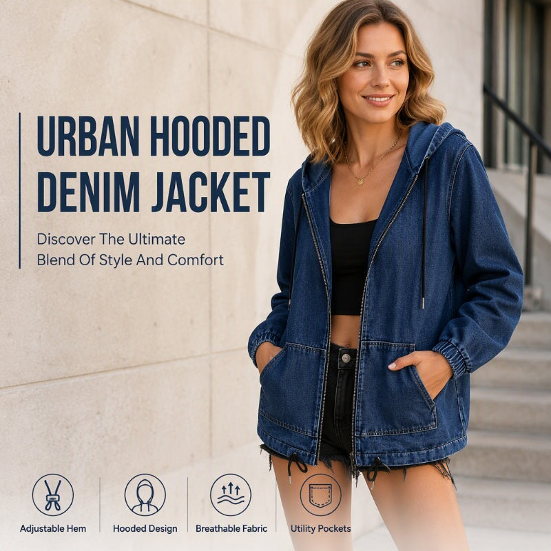 Women's Casual Zip-Up Hooded Jacket mysite