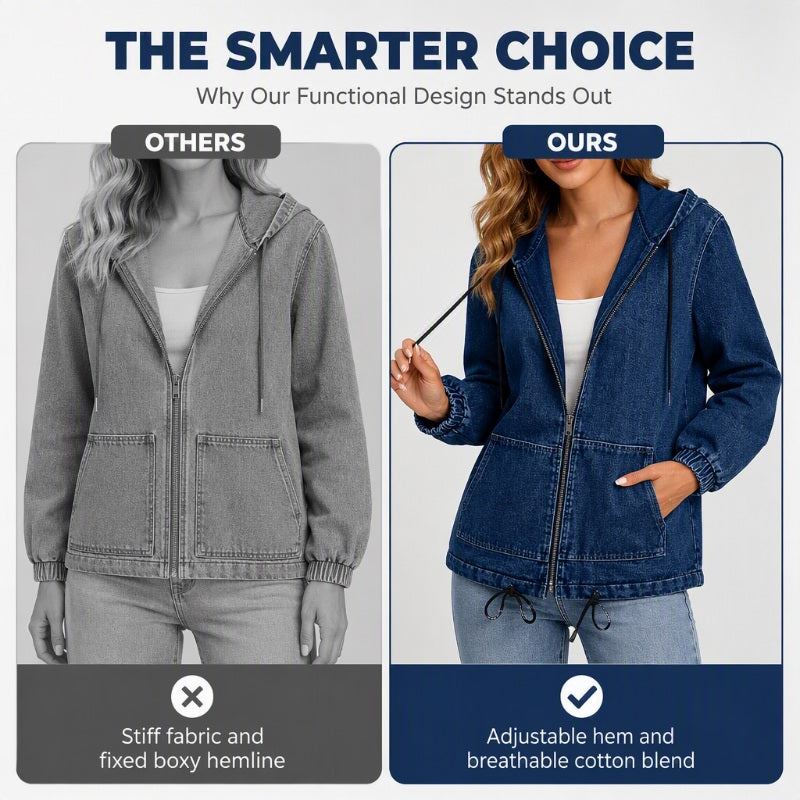 Women's Casual Zip-Up Hooded Jacket mysite