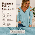 Women's Cold Shoulder Zipper T-Shirt mysite