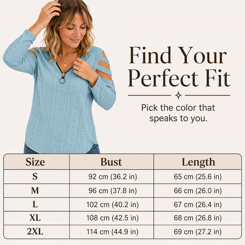 Women's Cold Shoulder Zipper T-Shirt mysite