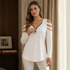 Women's Cold Shoulder Zipper T-Shirt mysite