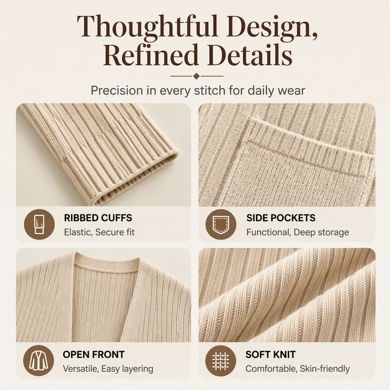 Women's Ribbed Knit Cardigan mysite