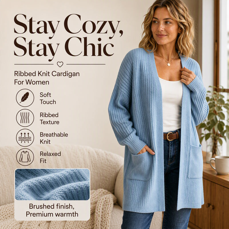 Women's Ribbed Knit Cardigan mysite