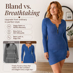 Women's Front Zipper Ribbed Knit Dress mysite